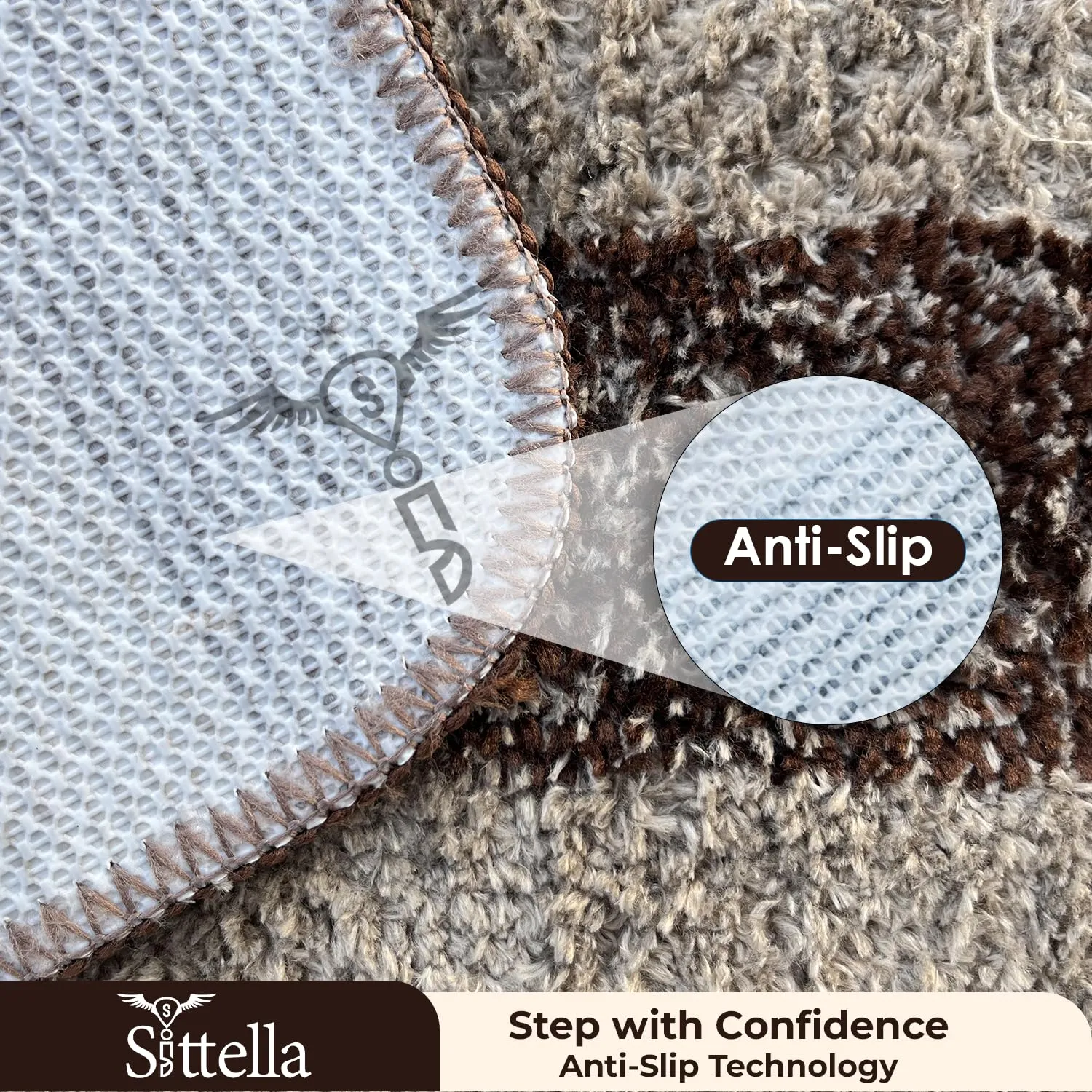 Anti-Skid Microfiber Bathroom Door Mat, Water Absorbent Floor mat (50X35cm) (Brown)