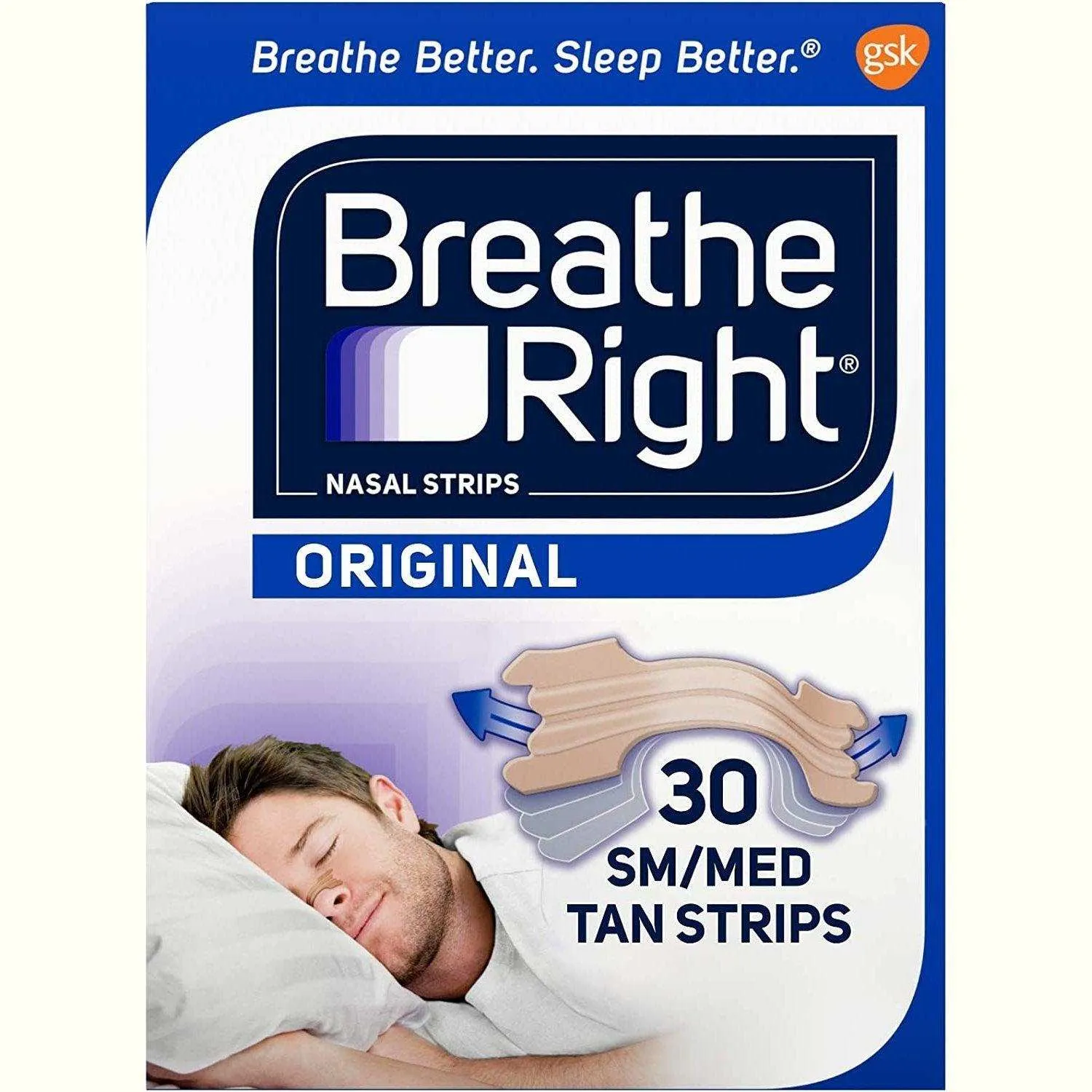 Breathe Right Nasal Strips Original Tan Small/Medium 30 Each