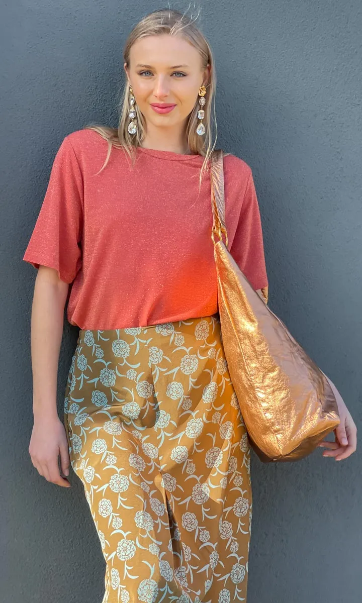 HOSS Mandarin Metallic -  Large Leather Tote