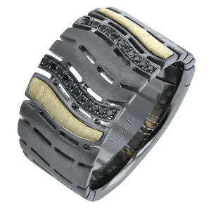 Men's Ruthenium Ring In 14k Gold With Diamonds